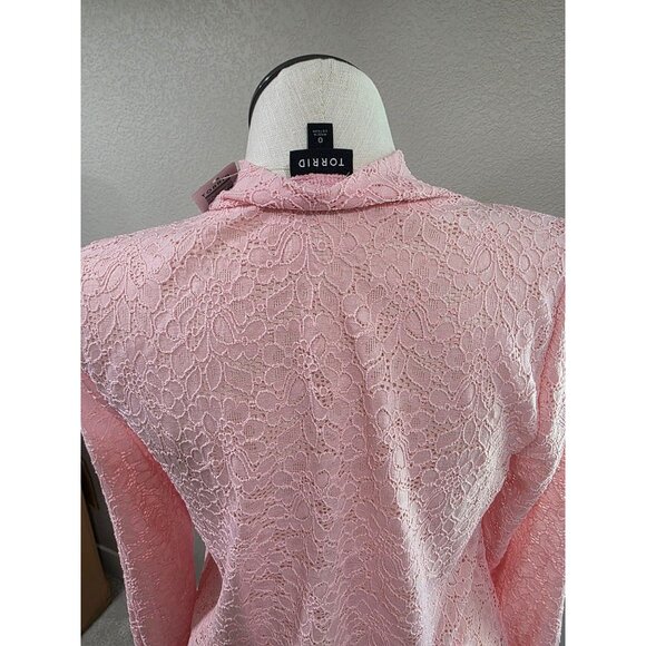 Pink Lace Long Sleeve Mock Neck Top Womens Size 2 Torrid New - Picture 5 of 5